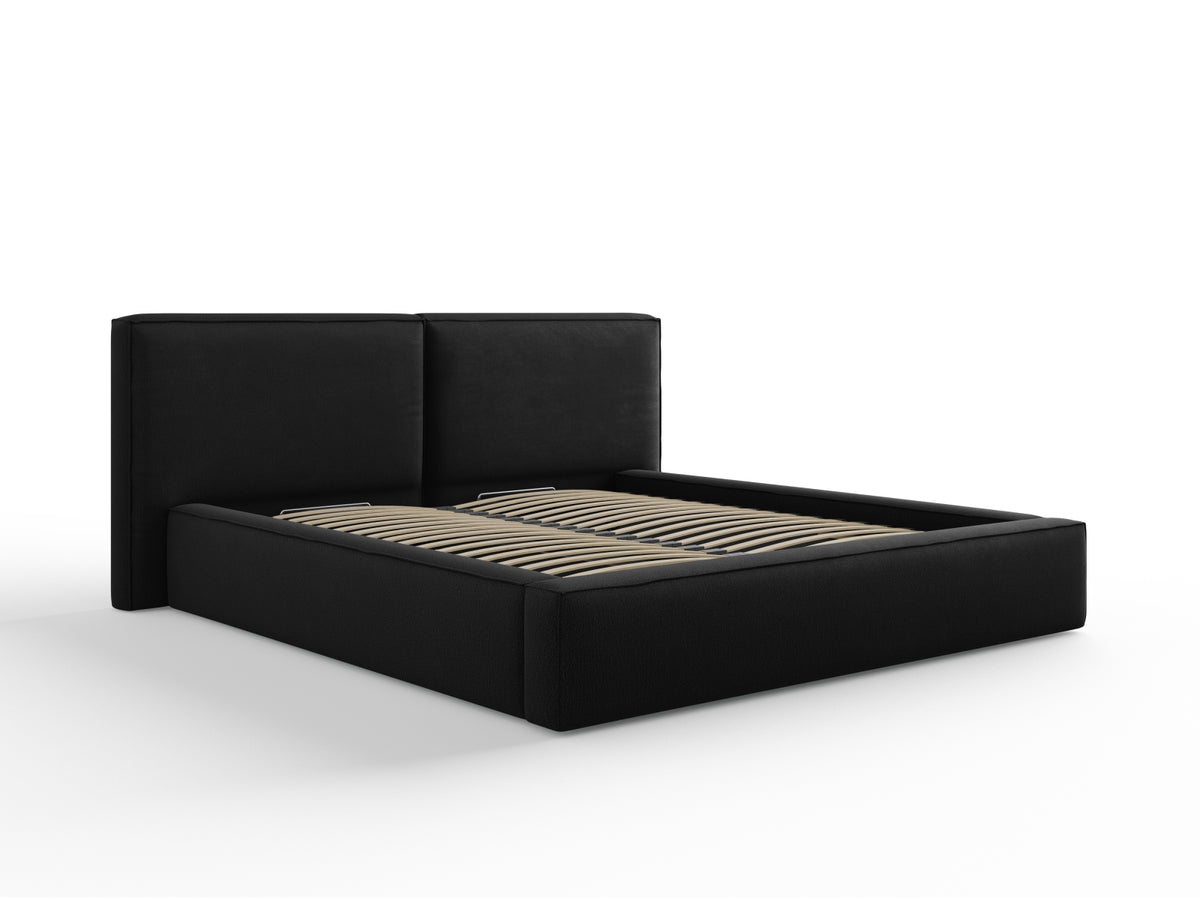 Letto Contenitore con Testata Doppia Jodie - Nero 180x200