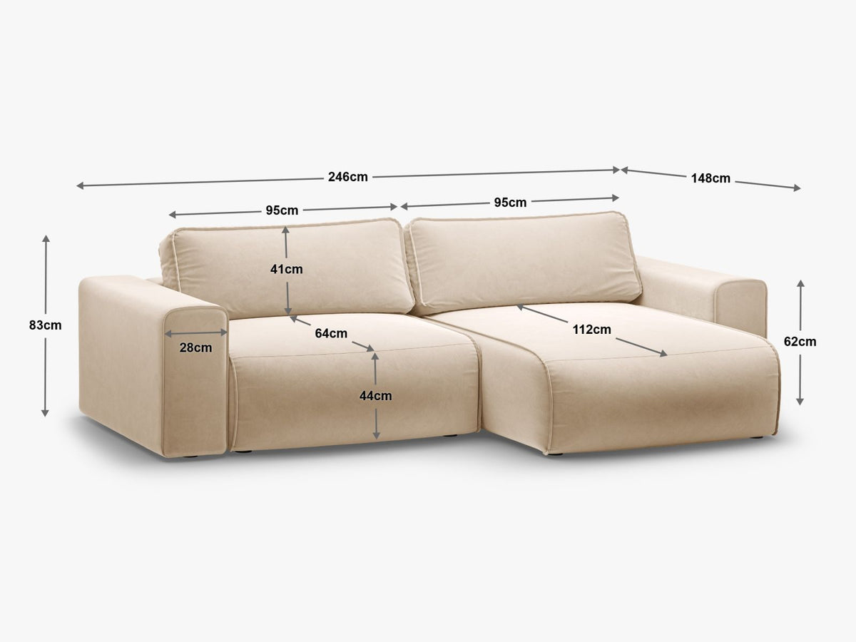 Divano Letto Angolare con Contenitore Victor, 3 Posti, 148x246x83