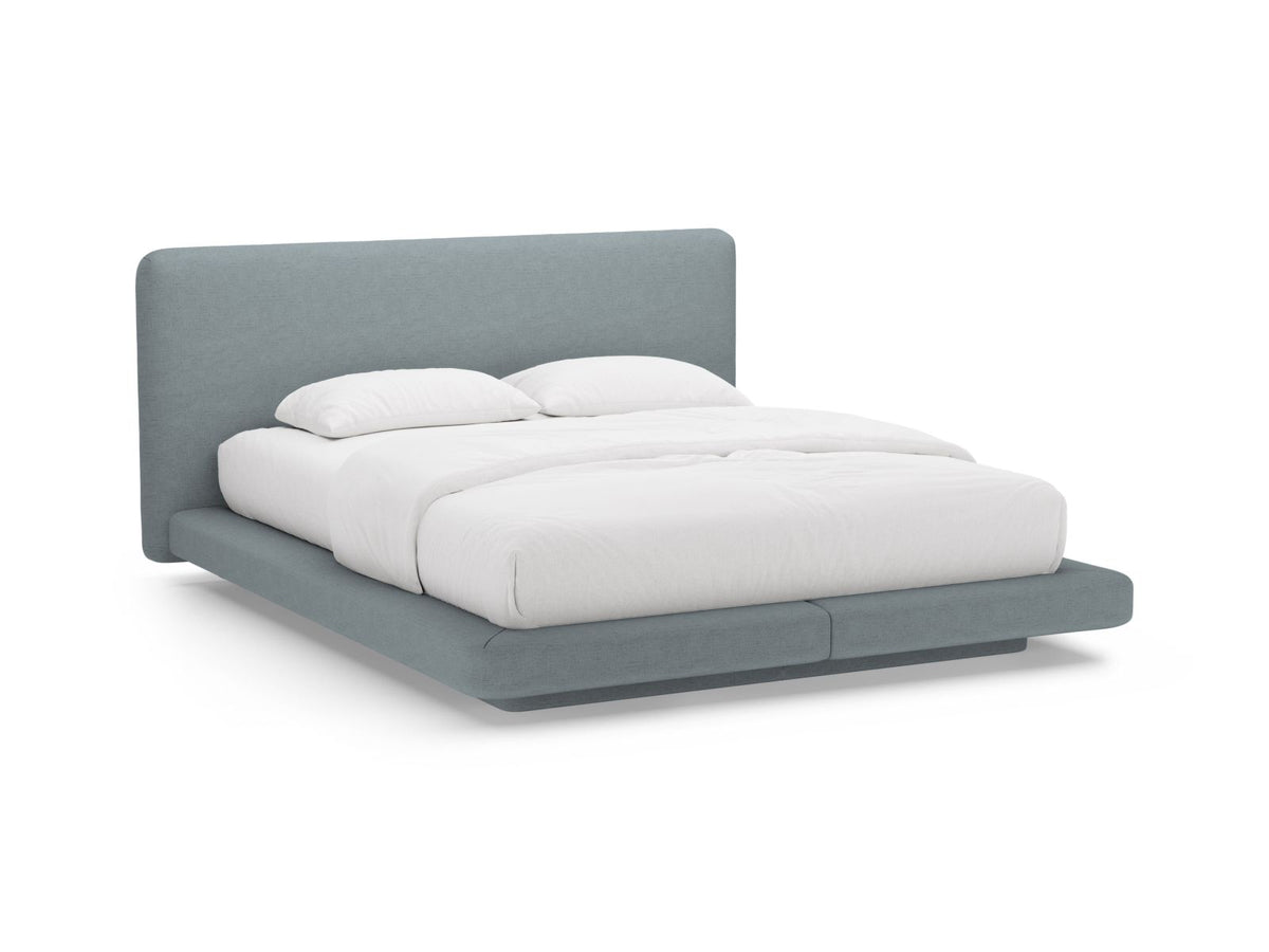 Letto con Testata Linea - Blu Chiaro 200x200