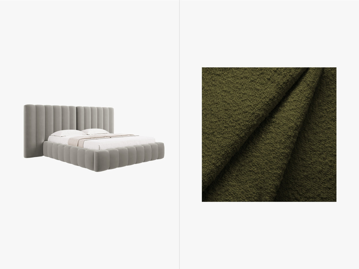 Letto Contenitore con Testata Doppia Kelp - Verde Oliva Scuro 160x200