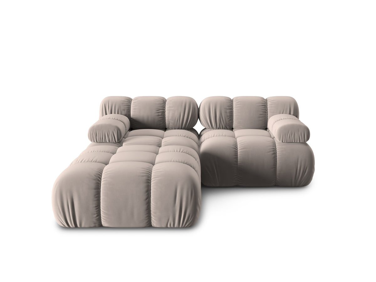 Divano Modulare in Velluto, "Bellis", 3 Posti, 188x188x70 - Cappuccino