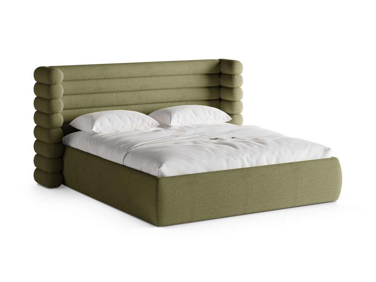 Letto con Contenitore e Testata, "Mount", 228x196x120 - Oliva Chiaro