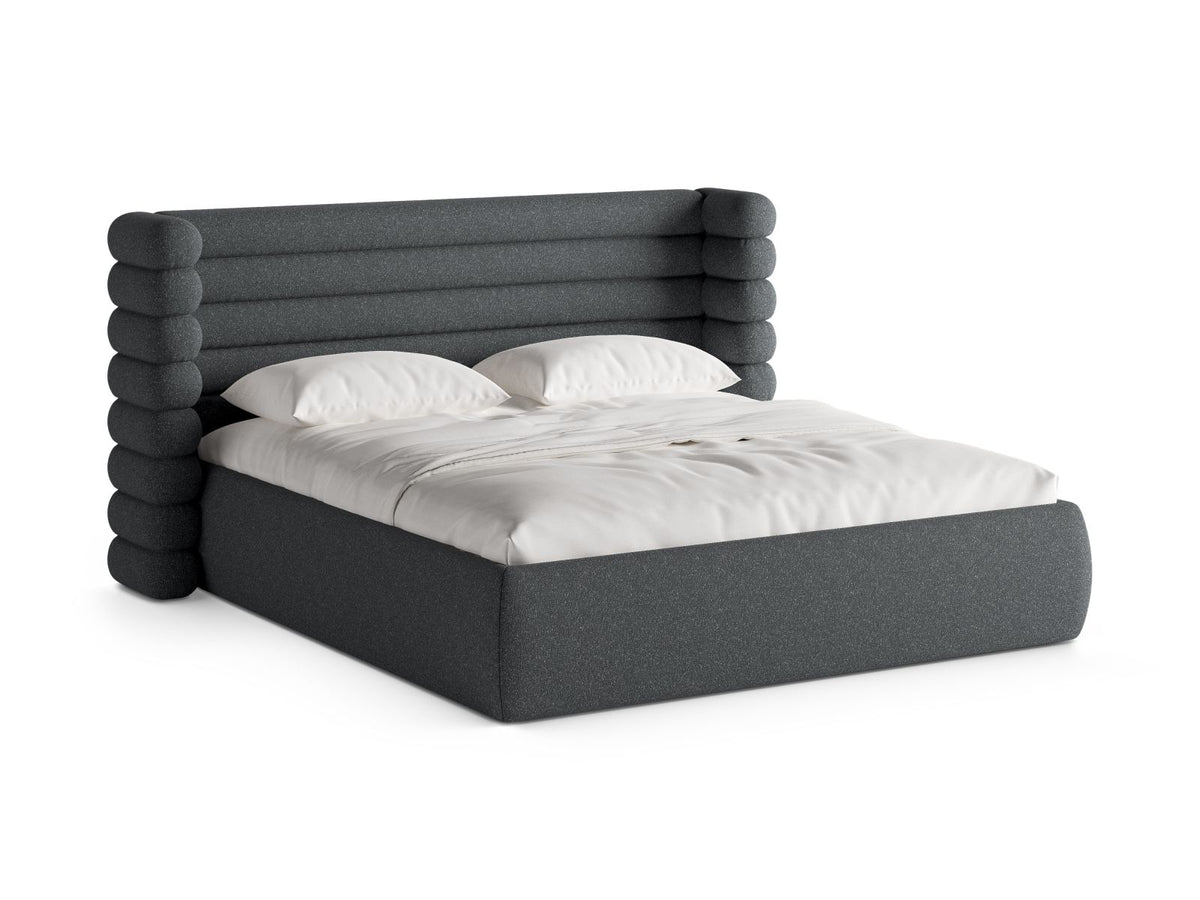 Letto con Contenitore e Testata, "Mount", 228x256x120 - Grigio Scuro Melange