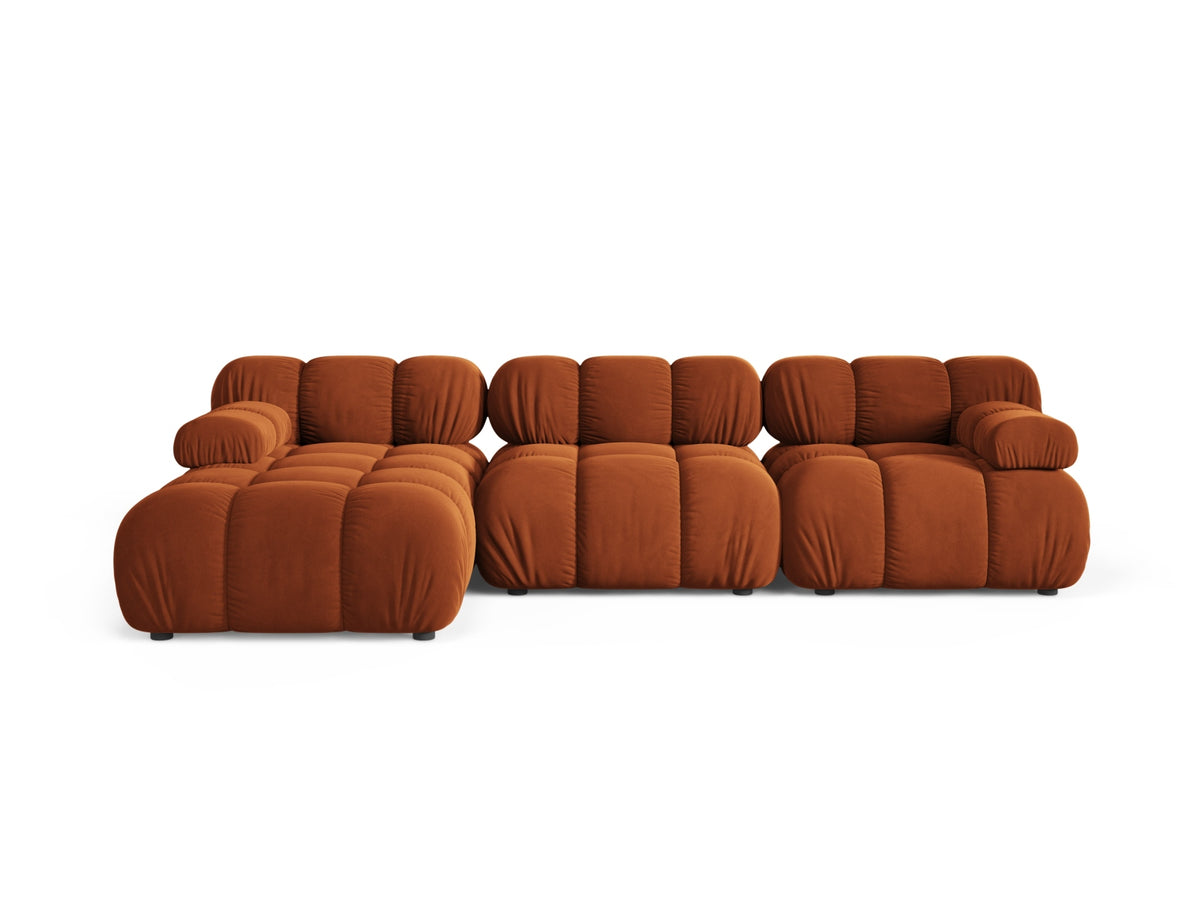 Divano Angolare Modulare Sinistro in Velluto, "Bellis", 4 Posti, 282x155x70 - Terracotta