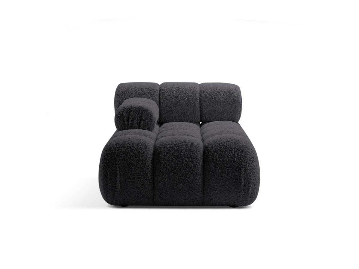 Chaise Longue Sinistra in Bouclé, "Bellis", 1 Posto, 155x94x70 - Grafite