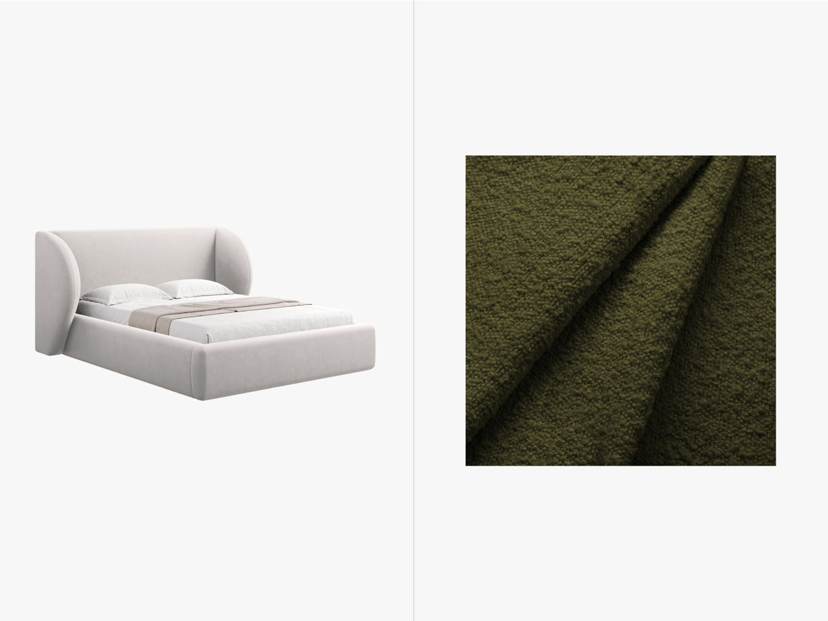 Letto Contenitore con Testata Miley - Verde Oliva Scuro 180x200