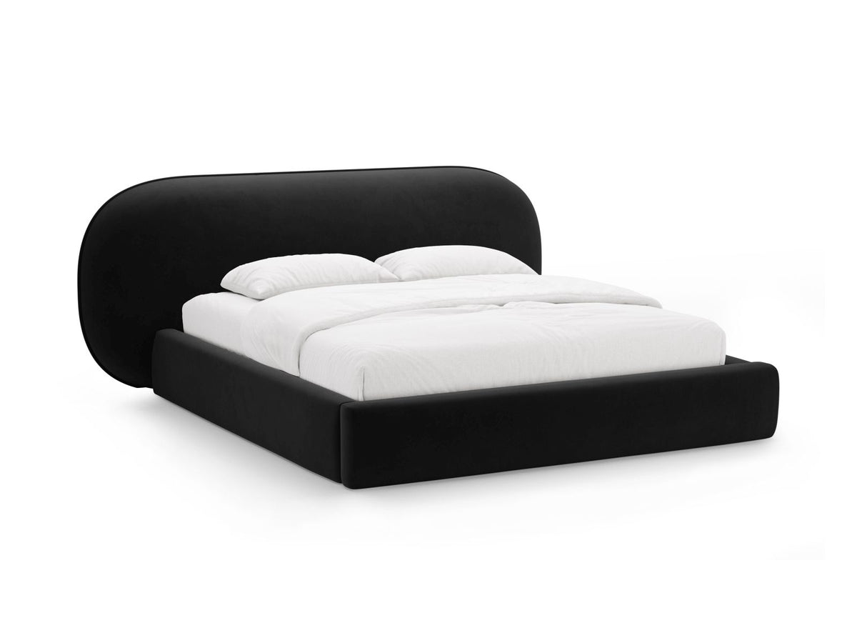 Letto Contenitore con Testata Ovalo - Nero 160x200