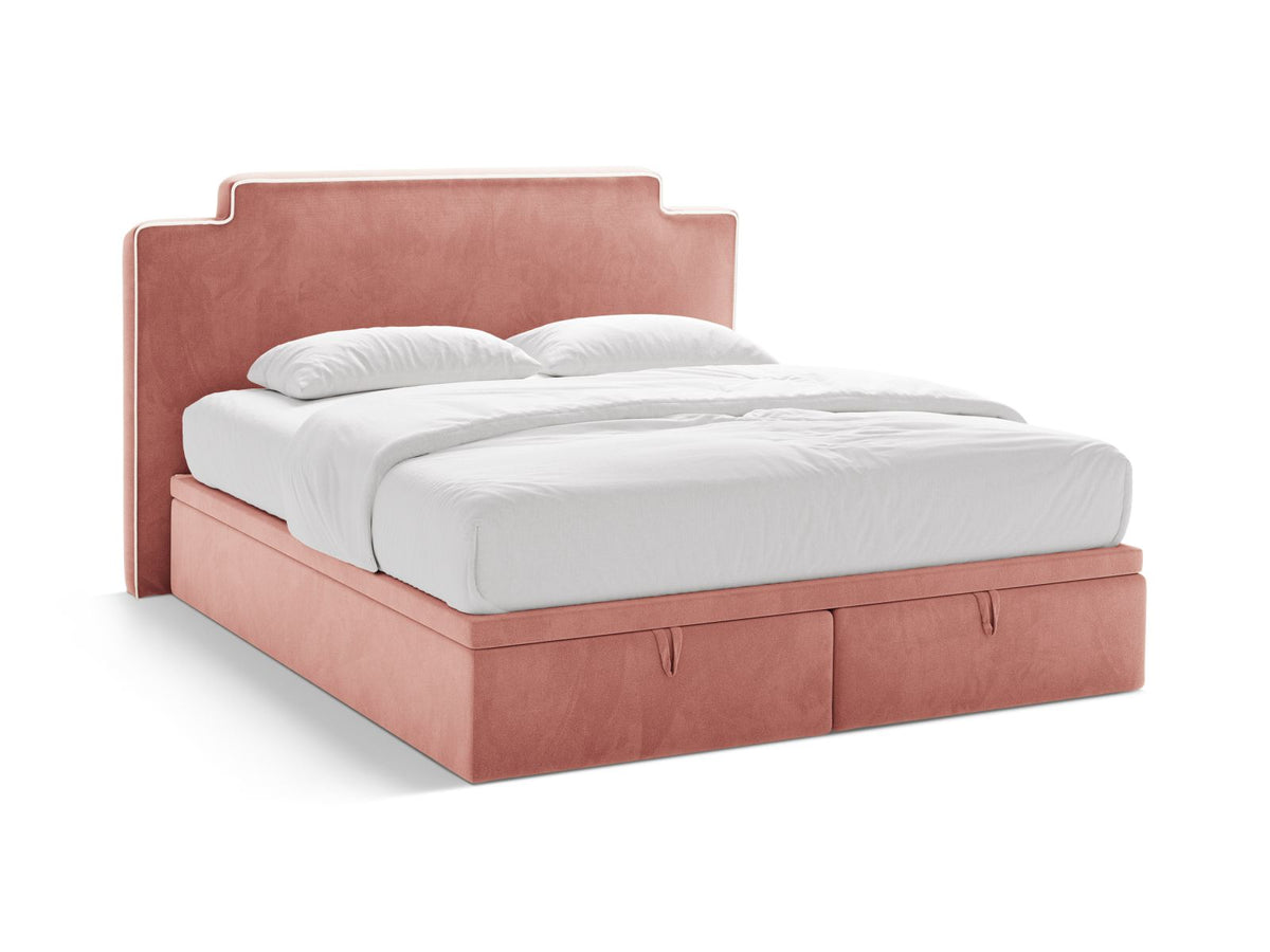 Letto Boxspring con Testata, Materasso e Topper Princess - Avorio, Rosa 160x200