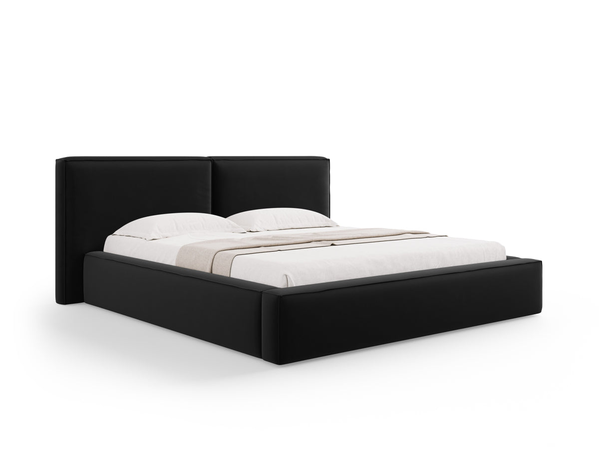 Letto Contenitore con Testata Doppia Jodie - Nero 180x200