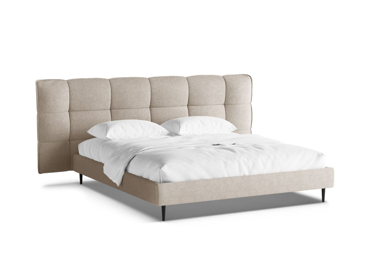Letto Contenitore con Testata Eric Gambe metallo nero - Beige Scuro 160x200