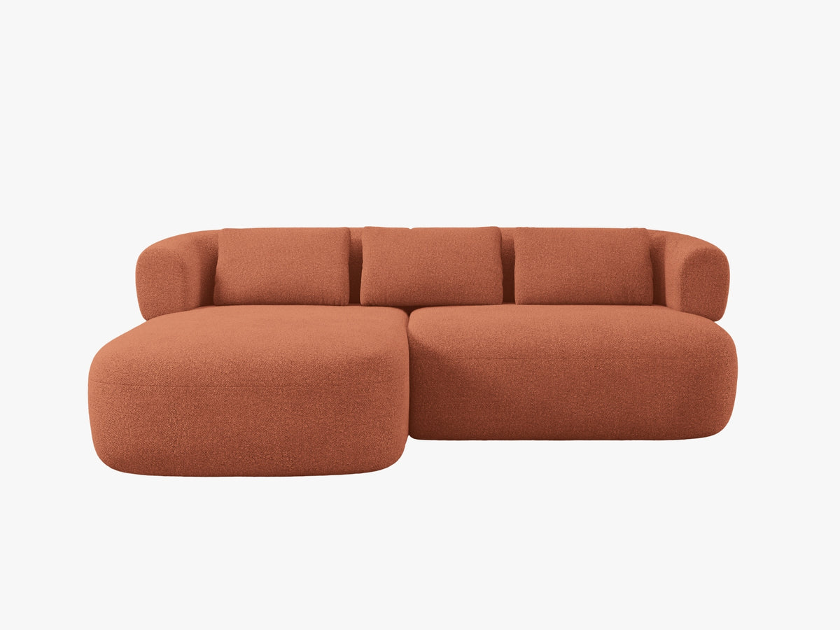 Divano Angolare Sinistro in Bouclé, "Jenny", 5 Posti, 200x145x73 - Mattone