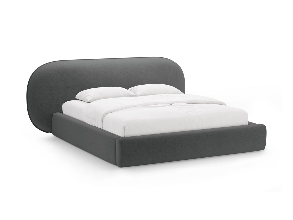 Letto con Contenitore e Testata, "Ovalo", 234x290x96 - Grigio Scuro