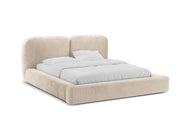 Letto con Contenitore e Testata, "Martina", 246x206x101 - Beige Chiaro