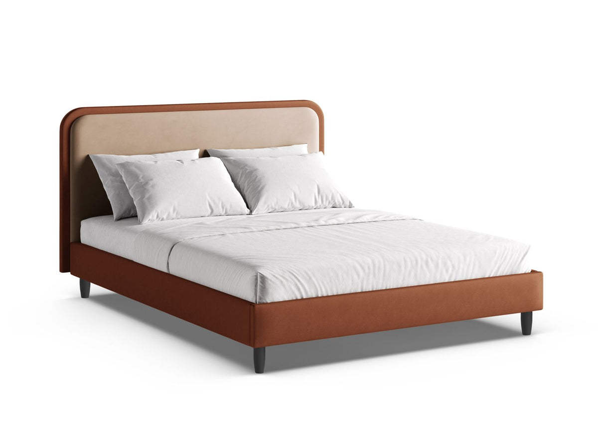 Letto con Testata Aveline - Beige Mandorla, Marrone Rossiccio 200x200