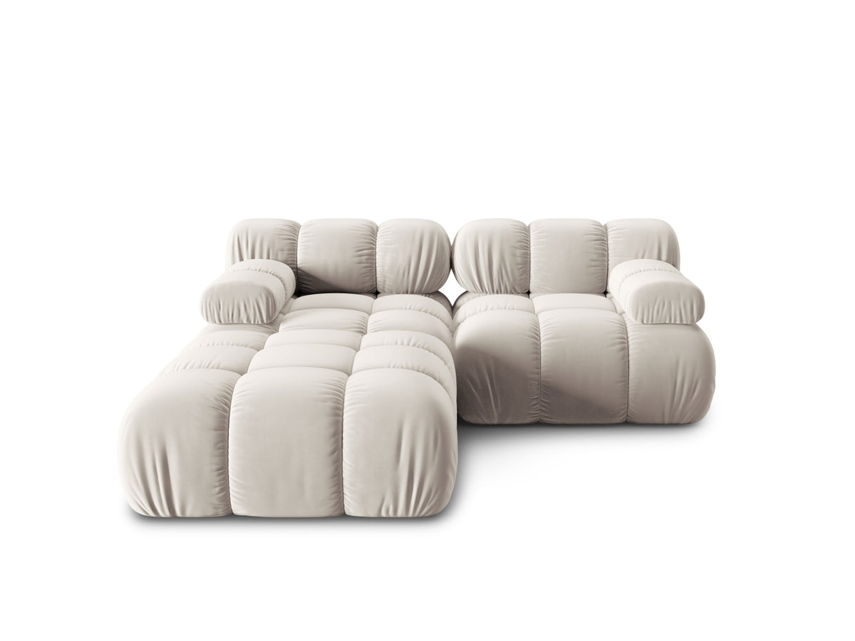 Divano Modulare in Velluto, "Bellis", 3 Posti, 188x188x70 - Beige Scuro