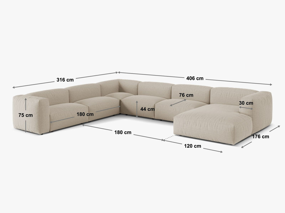 Divano Angolare Componibile XL Martina, 6 Posti, 316x406x75