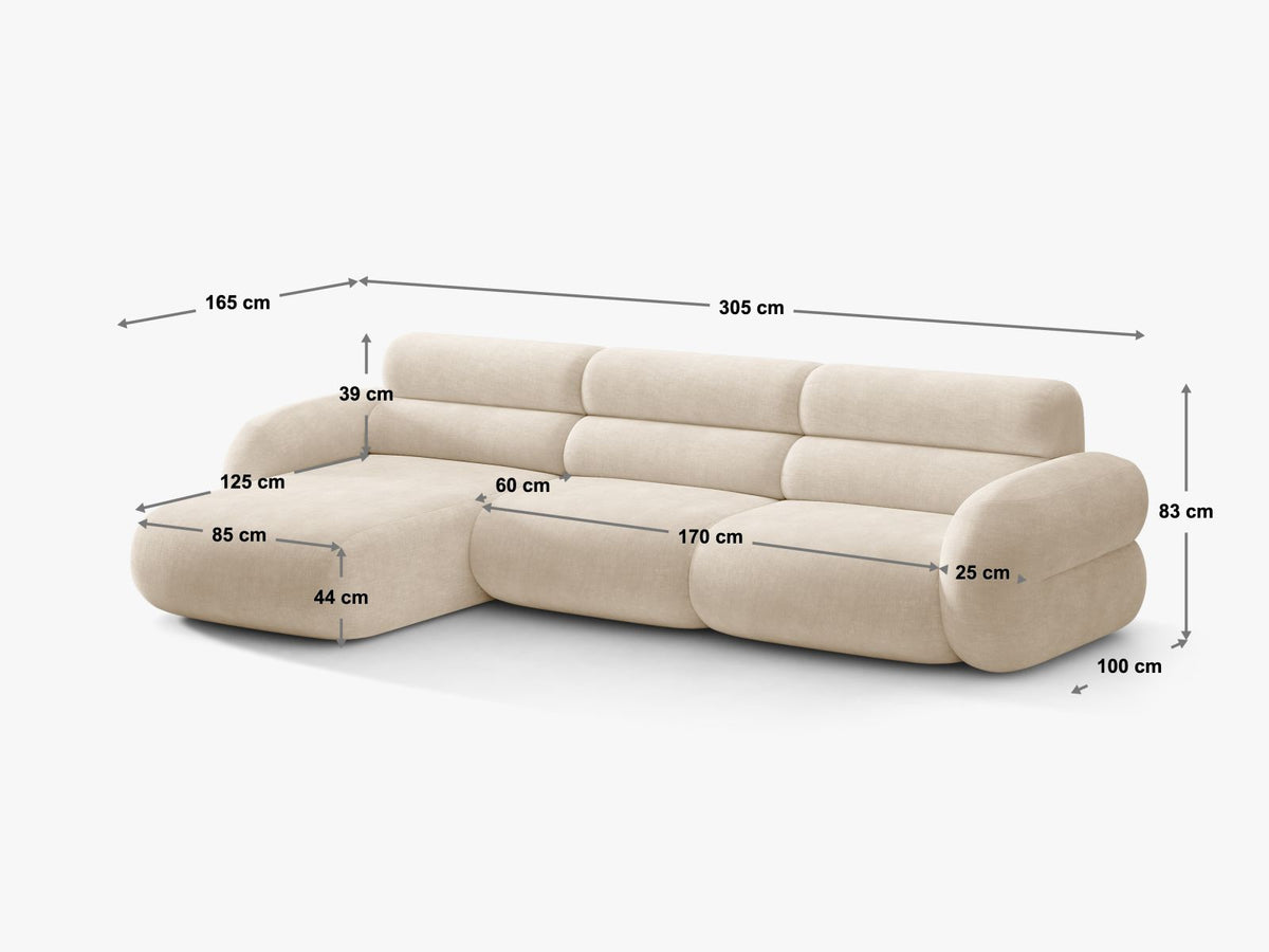 Divano Angolare Componibile Neo, 4 Posti, 165x305x83