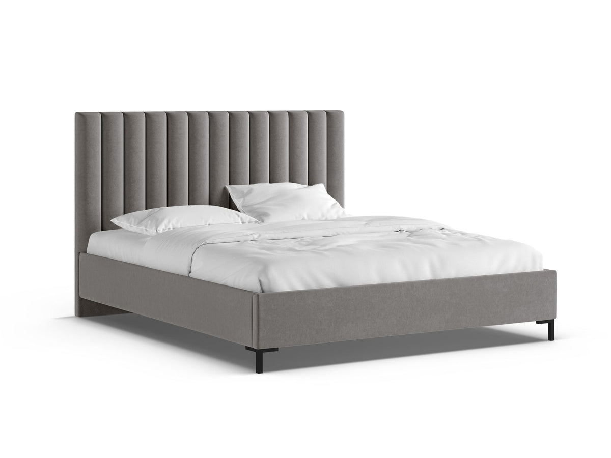 Letto Contenitore con Testata Allison - Grigio Chiaro 160x200