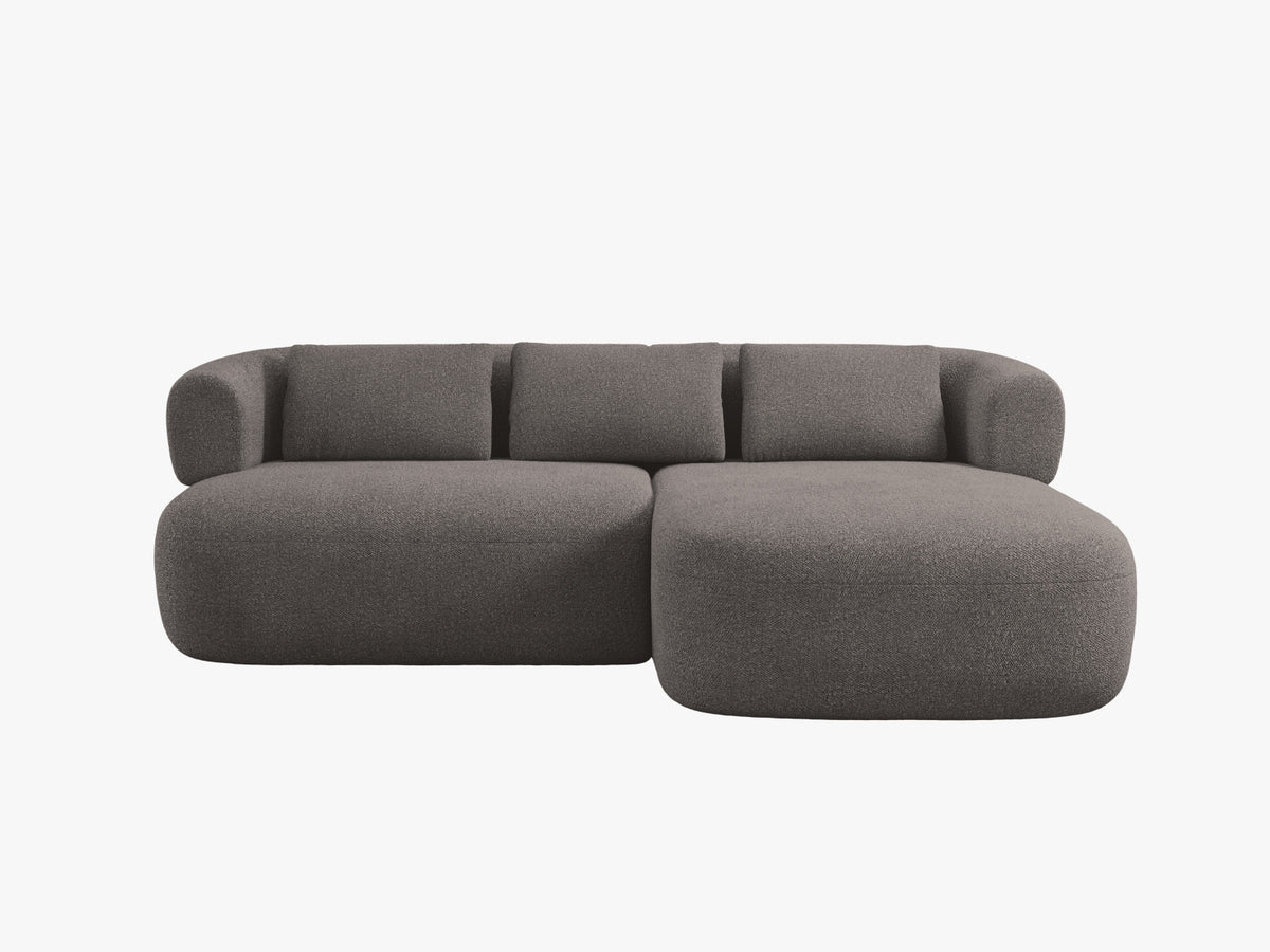 Divano Angolare Destro in Bouclé, "Jenny", 5 Posti, 200x145x73 - Grigio