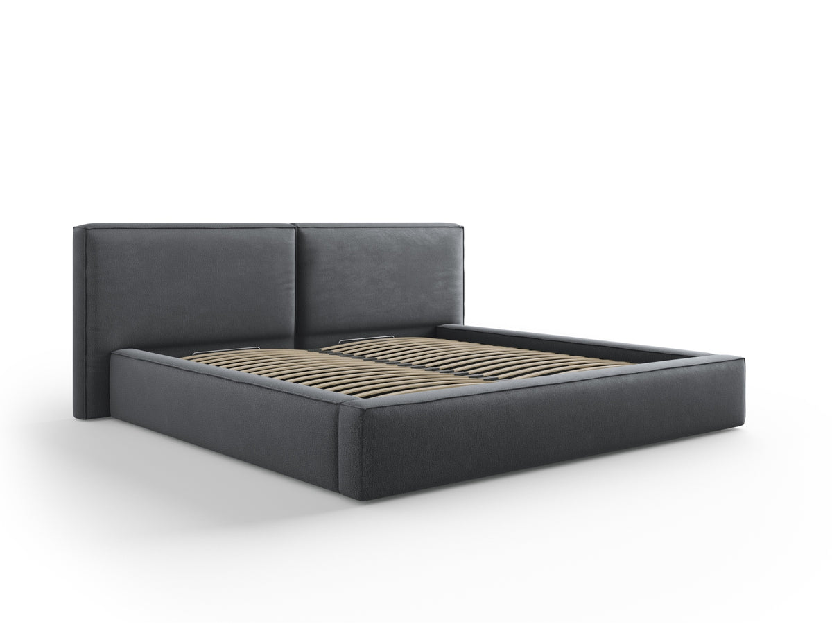 Letto Contenitore con Testata Doppia Jodie - Grigio Scuro 200x200
