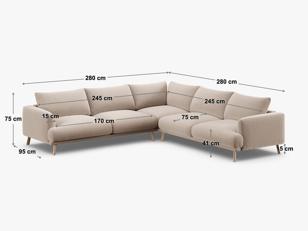 Divano Angolare Simmetrico Naomi, 5 Posti, 280x280x75