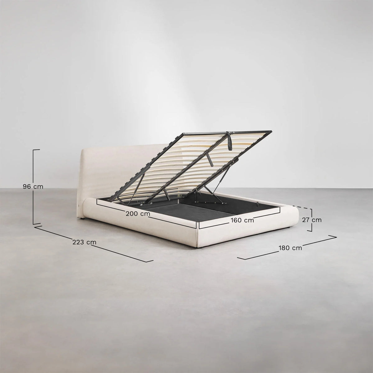 Norena - Letto con contenitore imbottito