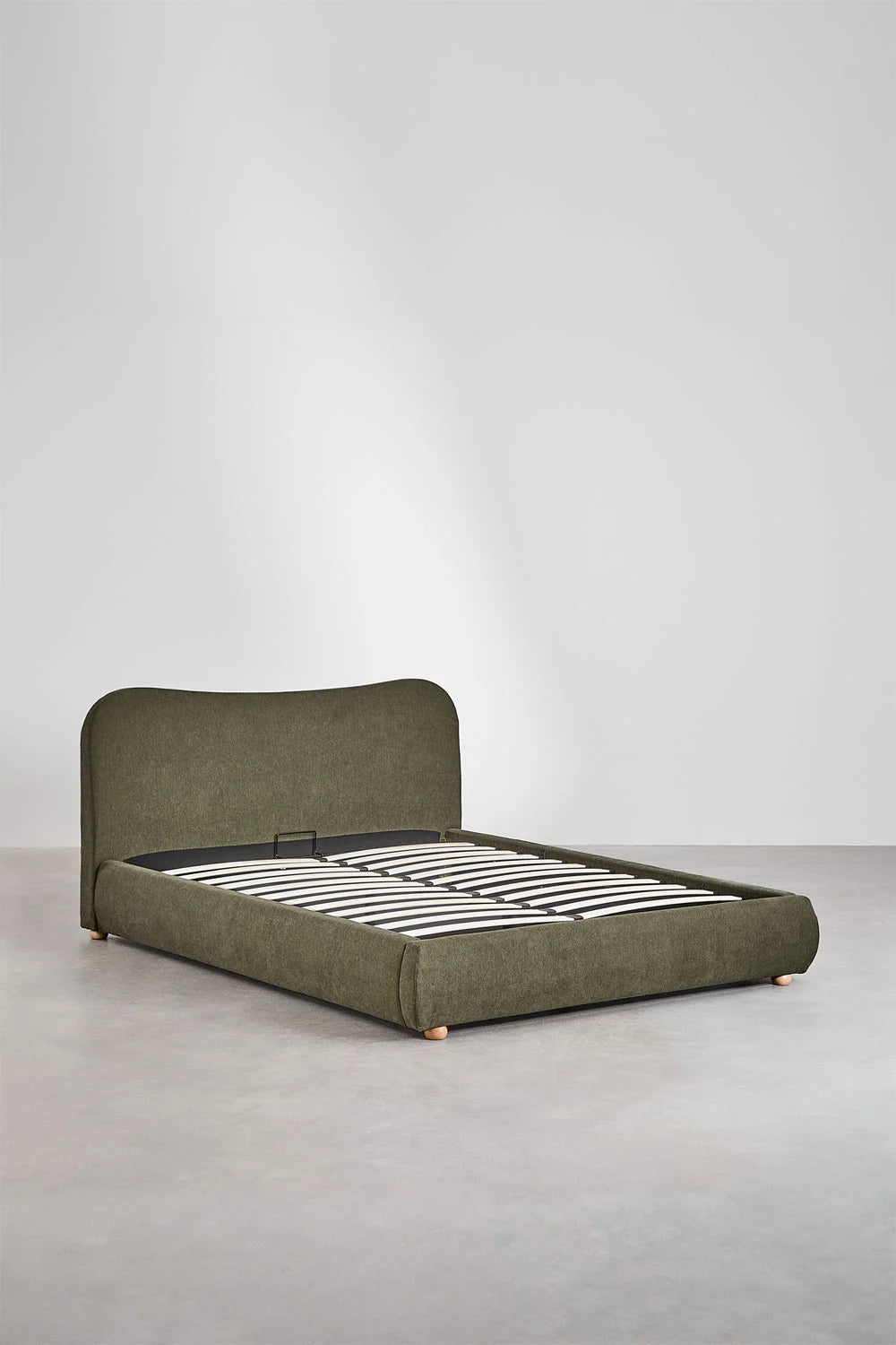 Winselet - Letto con contenitore imbottito verde, beige, bianco