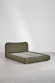Winselet - Letto con contenitore imbottito verde, beige, bianco