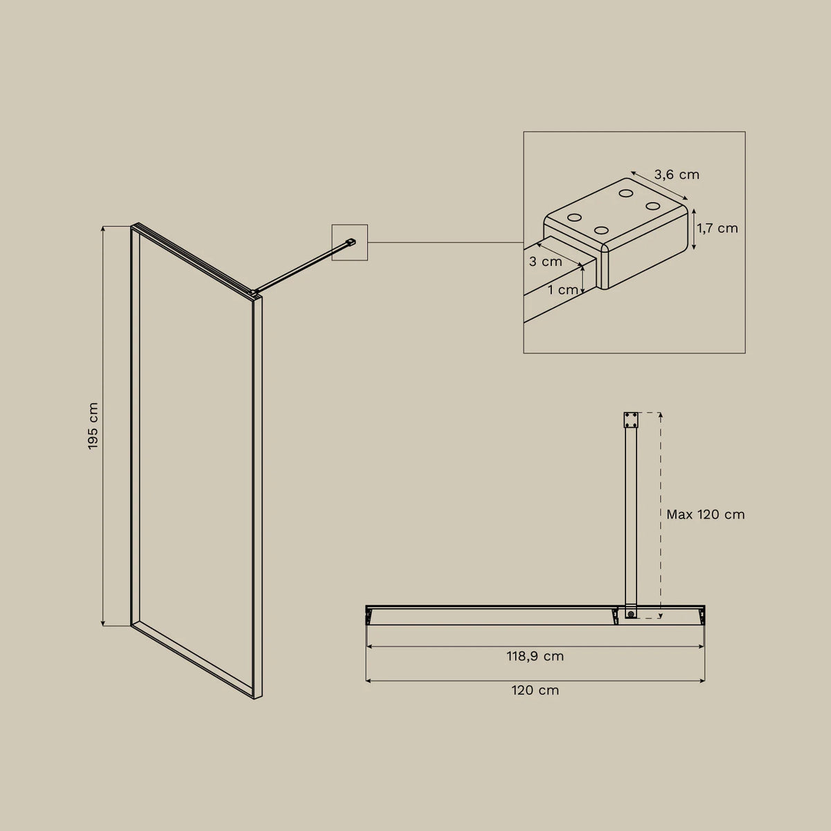 Trafalgar - Box doccia fissa con vetro temperato da 5 mm e alluminio