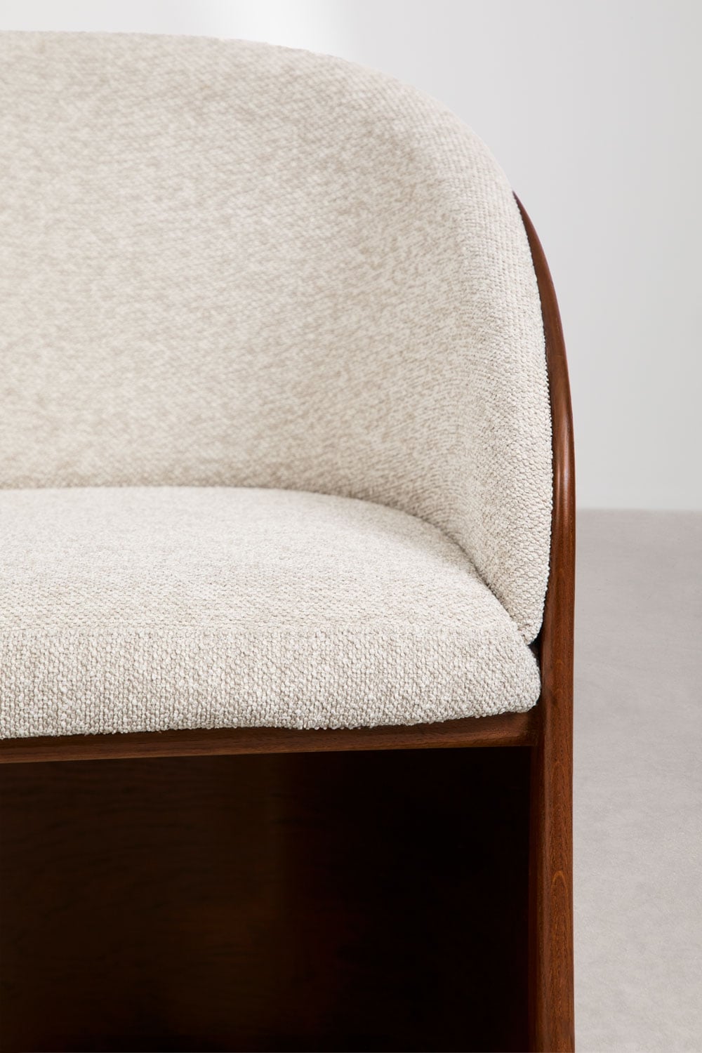 Keluna - Poltrona in legno di rovere e bouclé
