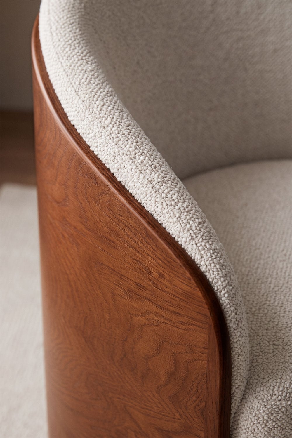 Keluna - Sedia da pranzo in legno di rovere e bouclé (Set di 2)