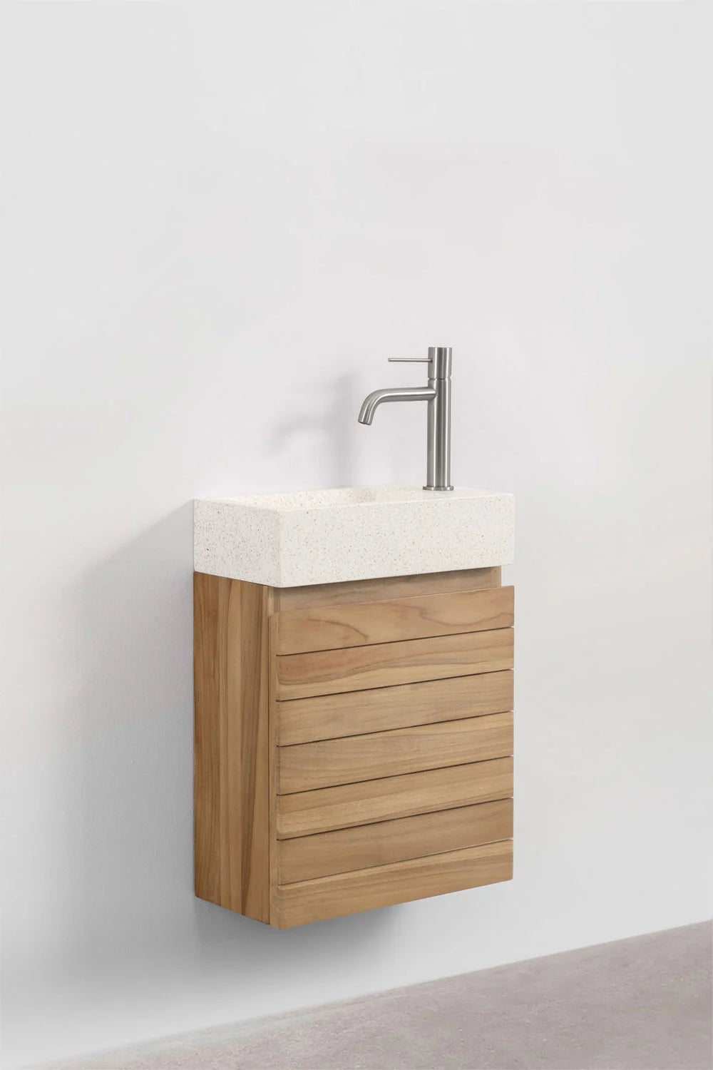 Set Arredo Bagno in Legno Teak con Lavabo Integrato in Cemento Napier
