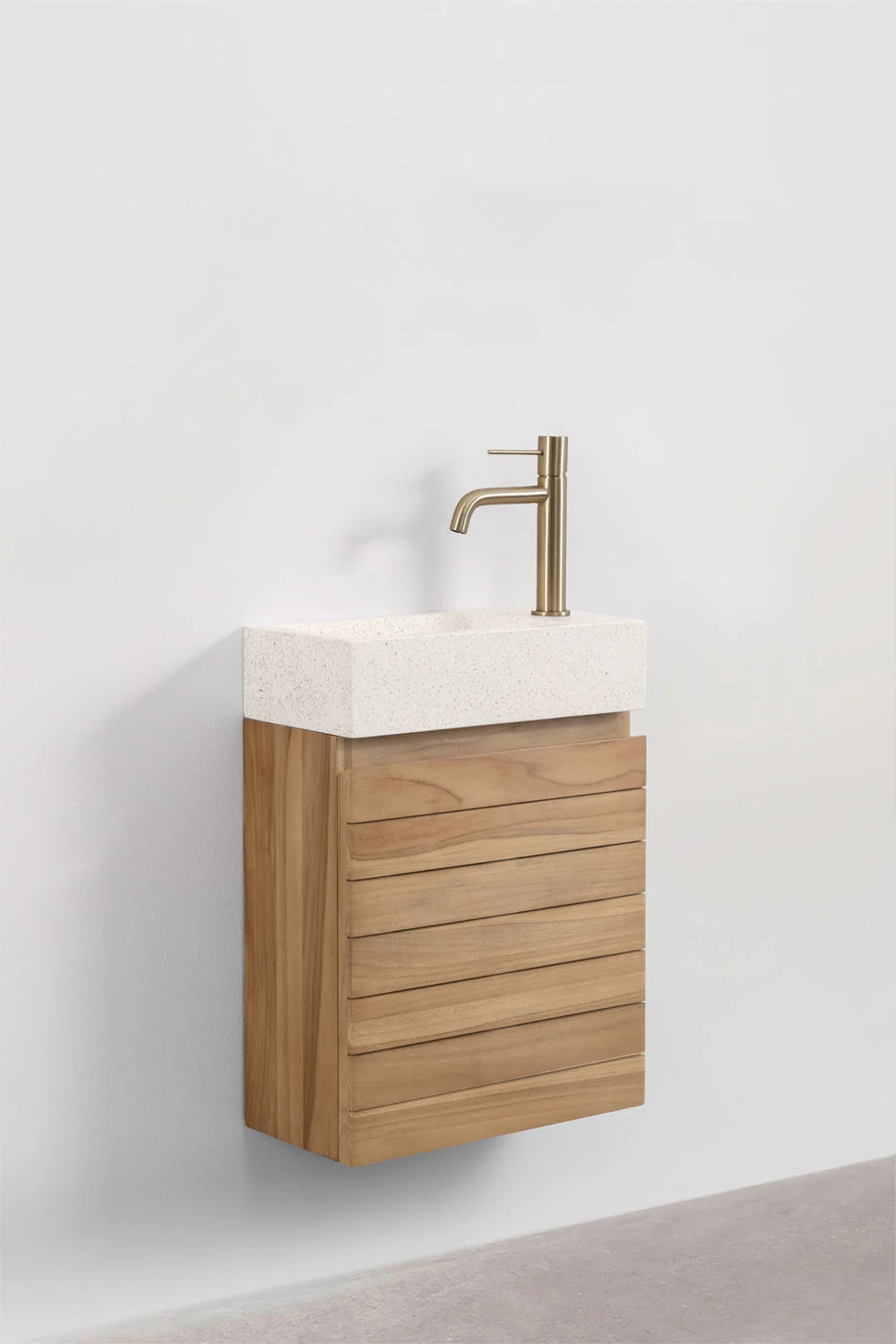 Set Arredo Bagno in Legno Teak con Lavabo Integrato in Cemento Napier