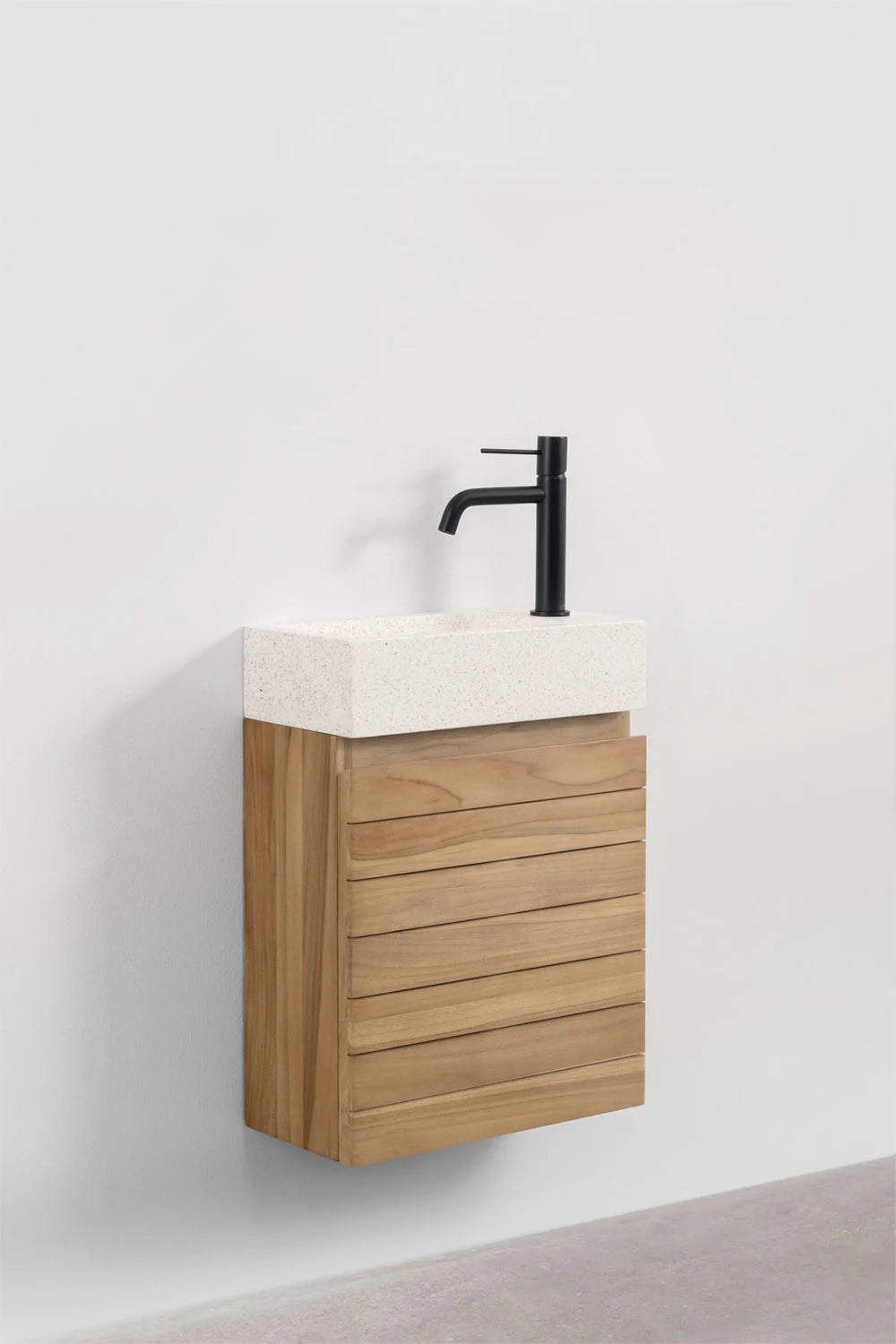 Set Arredo Bagno in Legno Teak con Lavabo Integrato in Cemento Napier