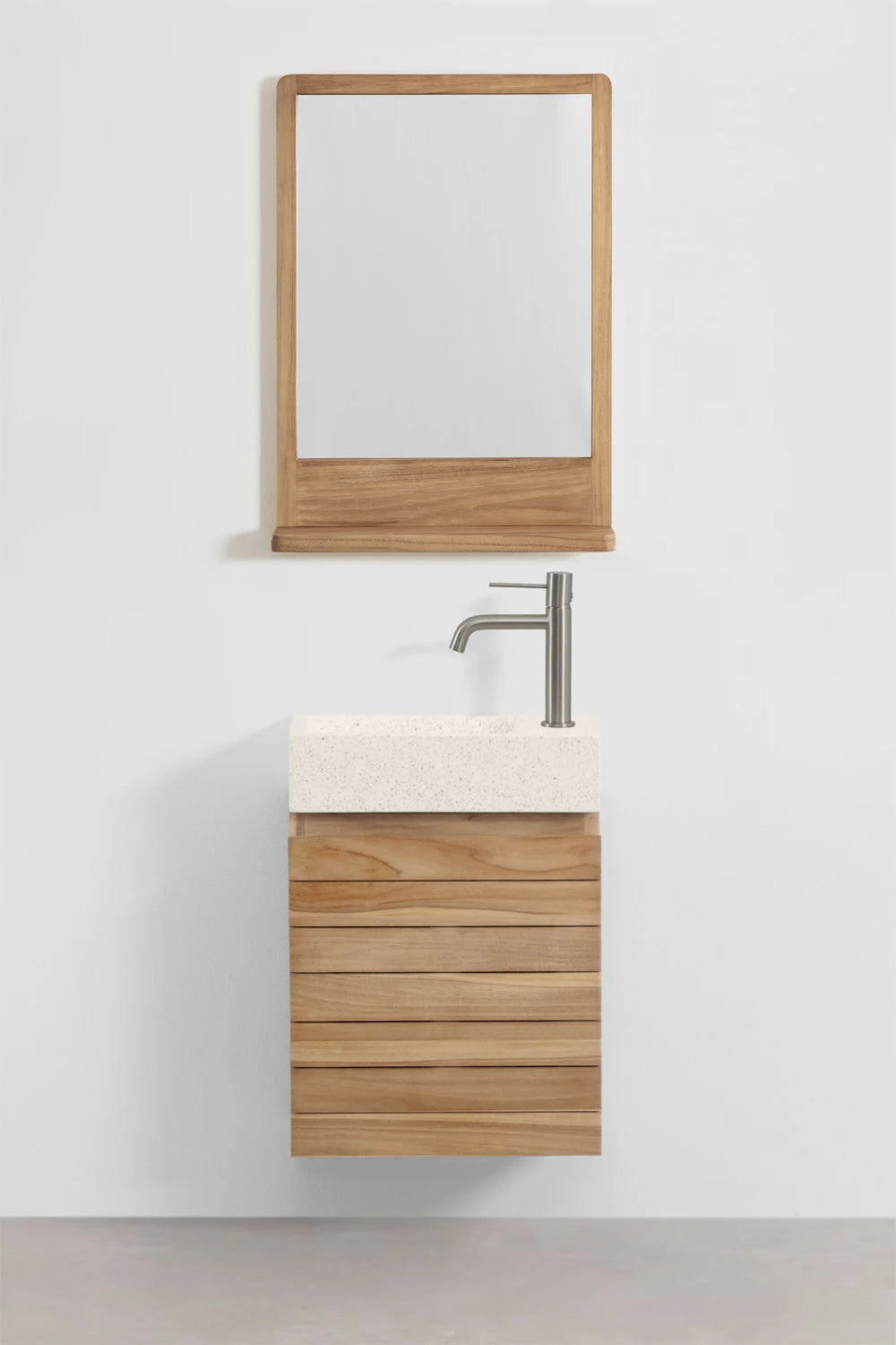Set Arredo Bagno in Legno Teak con Lavabo Integrato in Cemento Napier