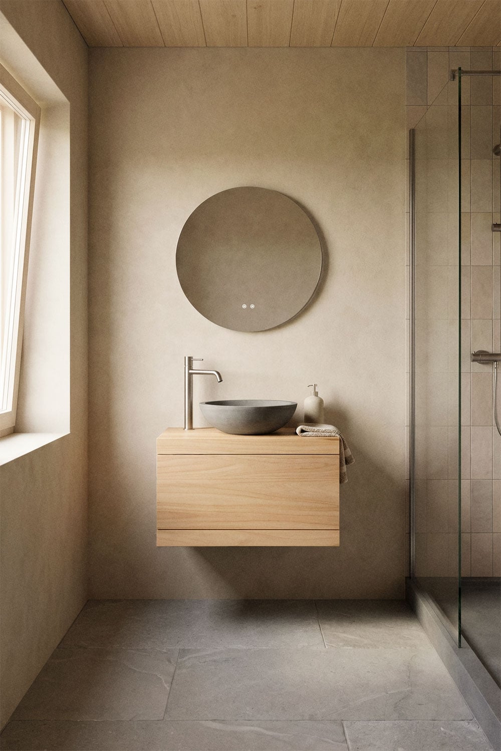 Belivetta - Mobile bagno sospeso 60x45 cm in legno di teak