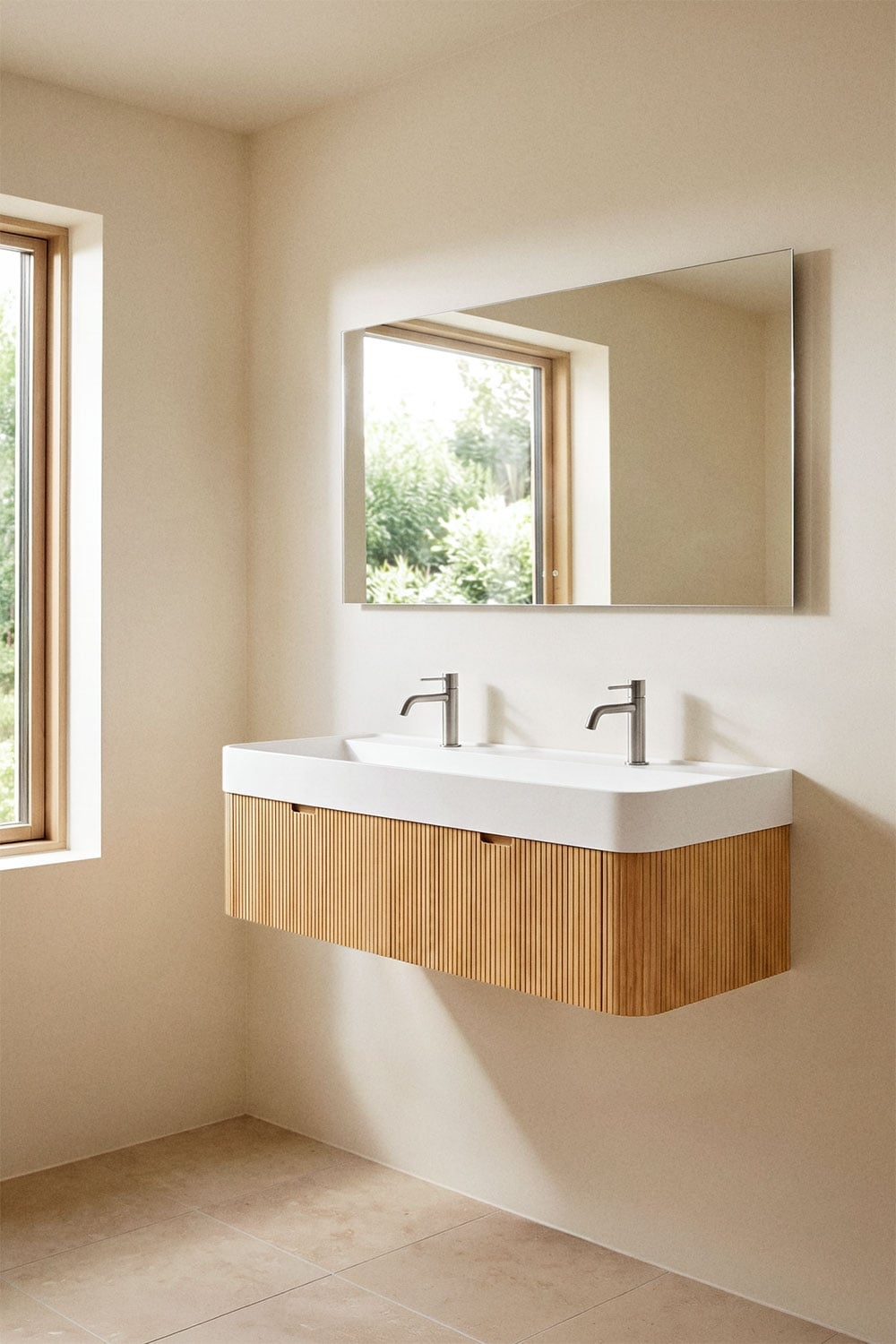 Saioa - Set mobile bagno sospeso 130x45 cm con lavabo integrato
