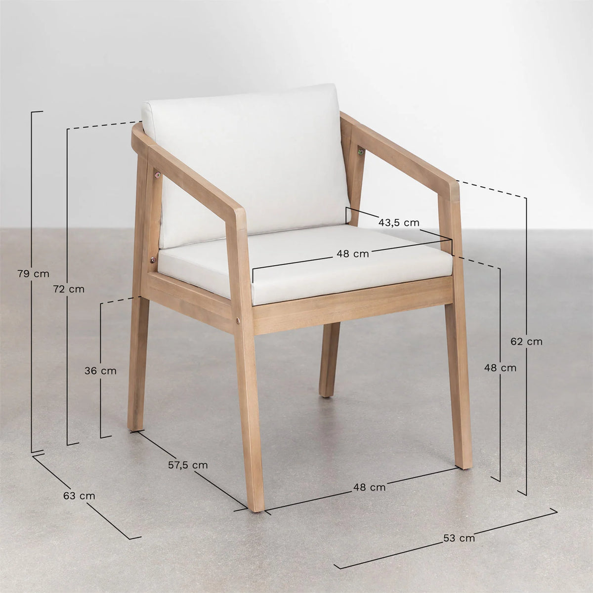 Set Kaela - Set da tavolo rettangolare 180x90 cm e 6 sedie da giardino in legno di acacia e corda intrecciata
