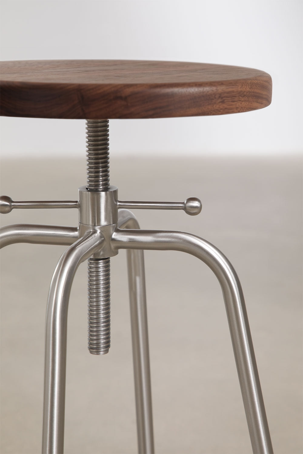 Bangalore - Sgabello alto regolabile in acciaio inox e legno (Set di 2)