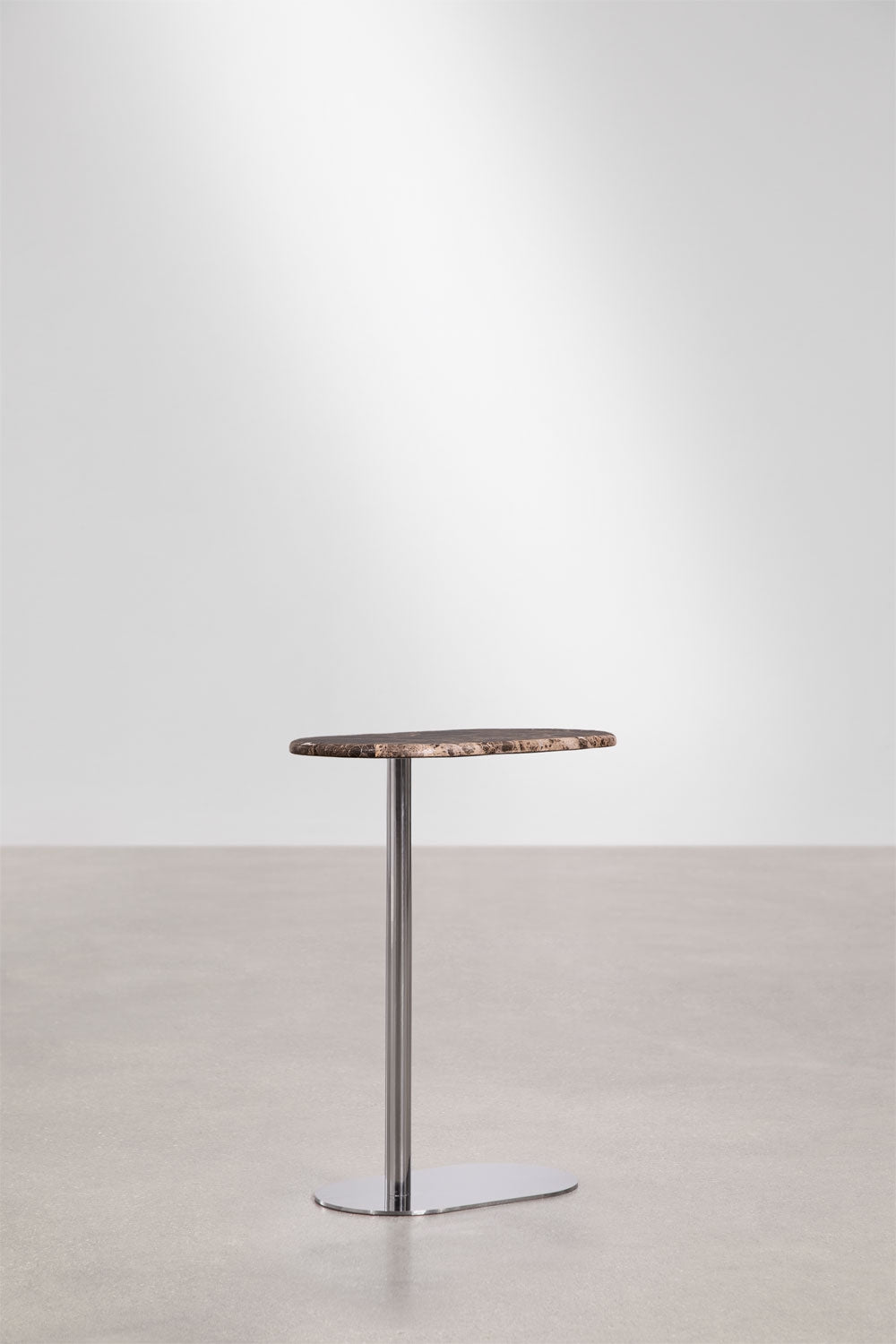 Lumair - Tavolino laterale ovale 45x25 cm in pietra naturale e acciaio inox