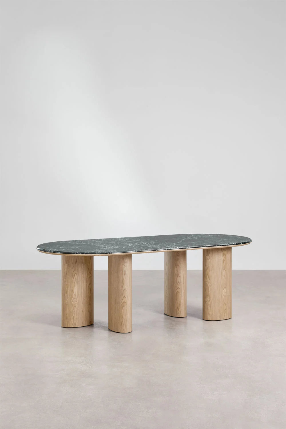 Dayana - Tavolo da pranzo ovale 220x100 cm in MDF e marmo