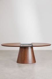 Gala - Tavolo da pranzo ovale allungabile 160-200x100 cm in impiallacciatura di noce